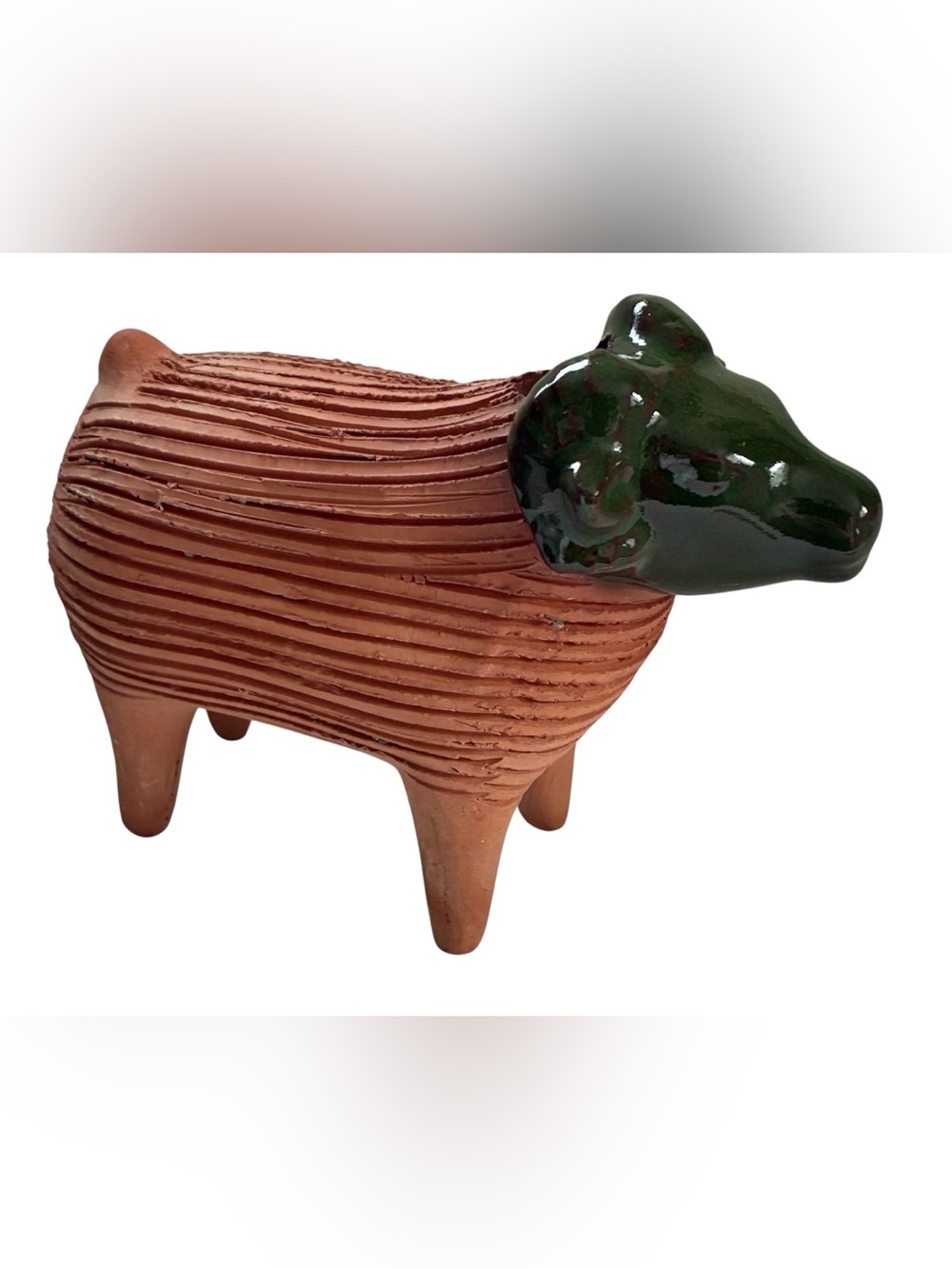 VINTAGE CHIA PET RAM PLANTER TERRACOTTA MEXICO